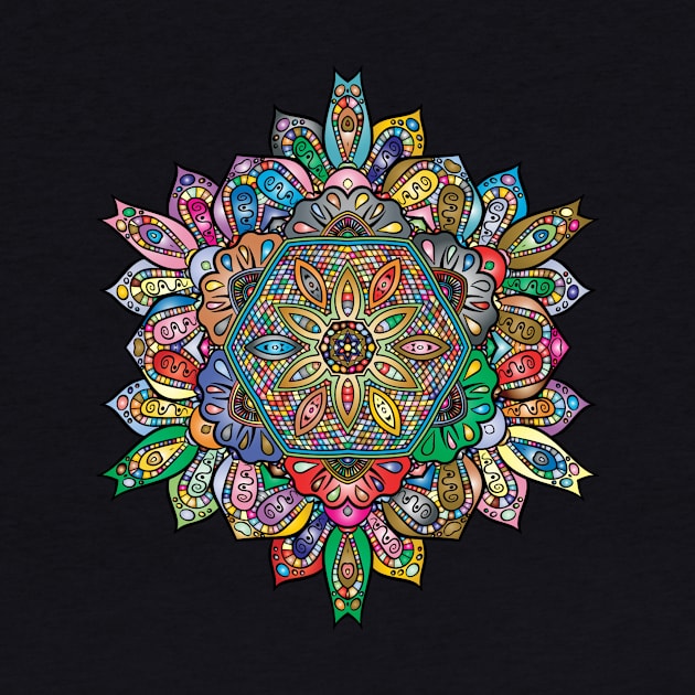 Mandala design with colourful lines by Montanescu